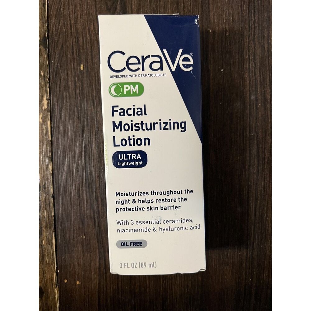 CeraVe PM Night Facial Moisturizing Lotion Oil-Free Fragrance-Free 3 fl oz